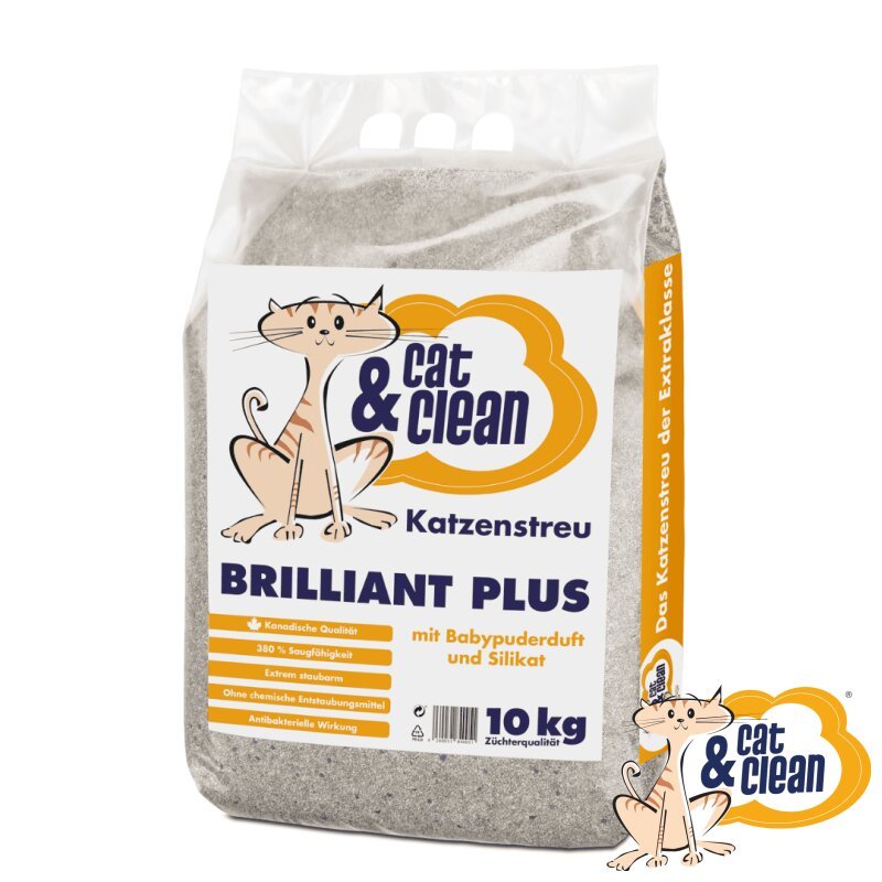 Cat & Clean Katzenstreu Brilliant Plus mit Babypuderduft und Silikat - Fresh Fellow - 4260031840051