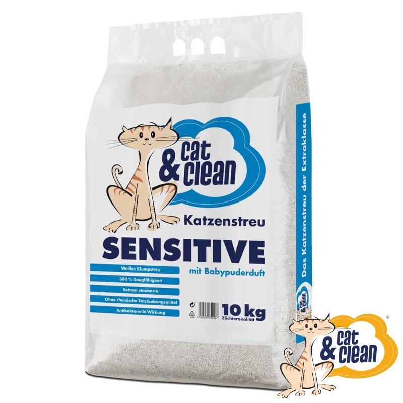 Cat & Clean Katzenstreu Sensitive mit Babypuderduft - Fresh Fellow - 4260031840037