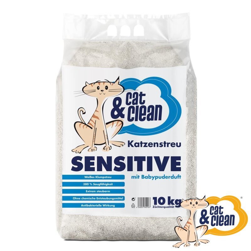 Cat & Clean Katzenstreu Sensitive mit Babypuderduft - Fresh Fellow - 4260031840037