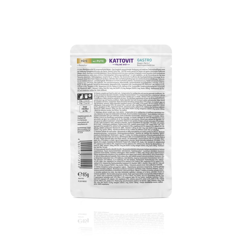 Kattovit Feline Diet Pate Gastro mit Pute - Fresh Fellow - 4000158772909