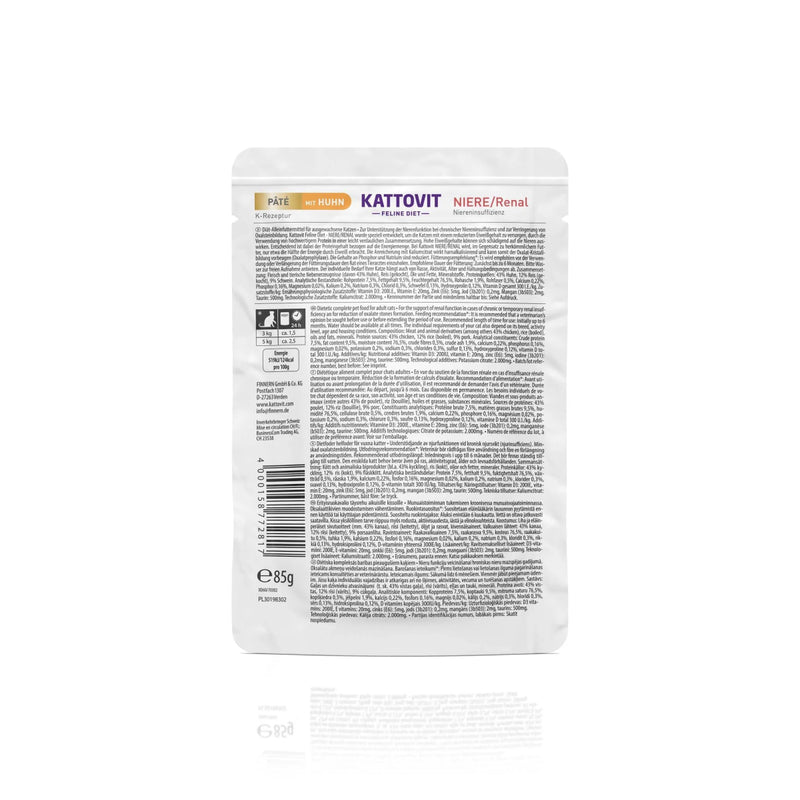 Kattovit Feline Diet Pate Niere/Renal mit Huhn - Fresh Fellow - 4000158772817