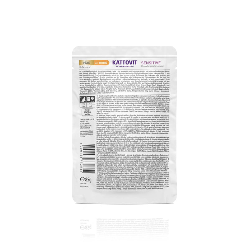 Kattovit Feline Diet Pate Sensitive mit Huhn - Fresh Fellow - 4000158772831