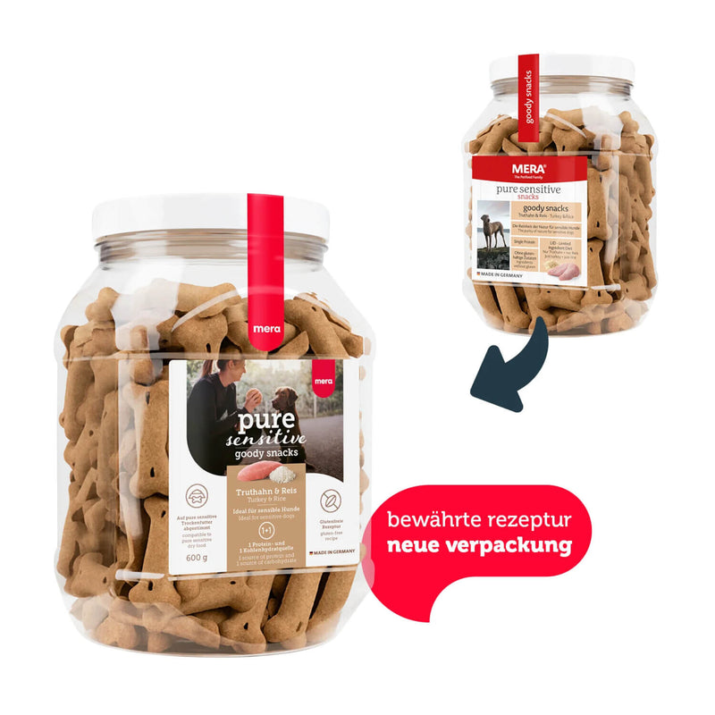 Mera Pure Sensitive Goody Snacks Truthahn & Reis neues Design