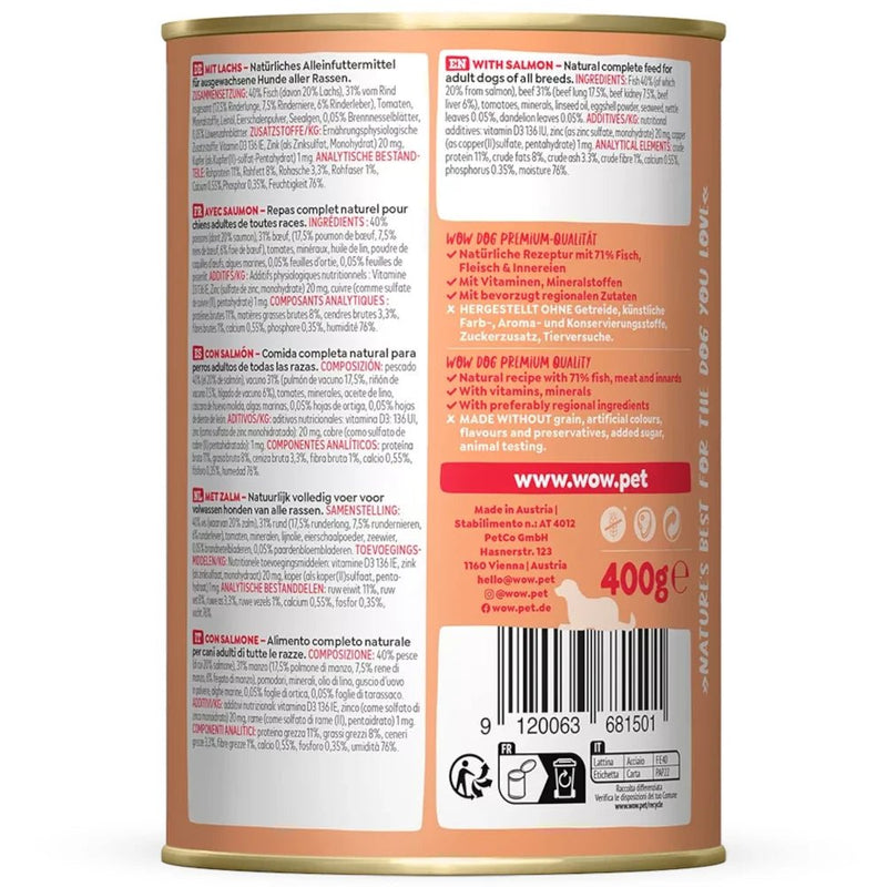 WOW Dog Adult Lachs mit Löwenzahn & Brennnessel - Fresh Fellow - 9120063681839