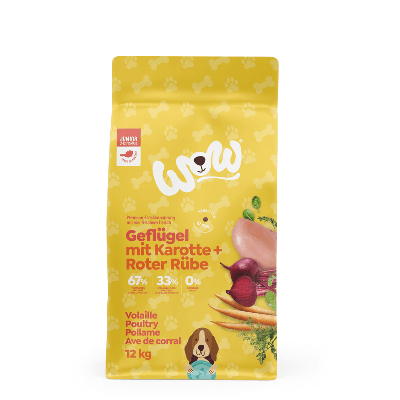 WOW Dog Junior Geflügel mit Karotte & Roter Rübe - Fresh Fellow - 9120063684519