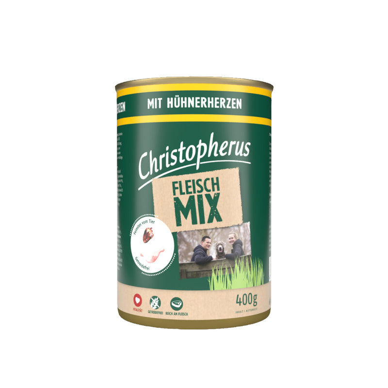 Christopherus Fleischmix mit Hühnerherzen 400g Dose