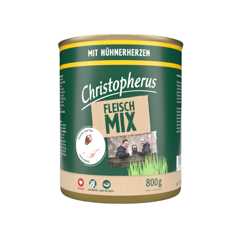 Christopherus Fleischmix mit Hühnerherzen 800g Dose