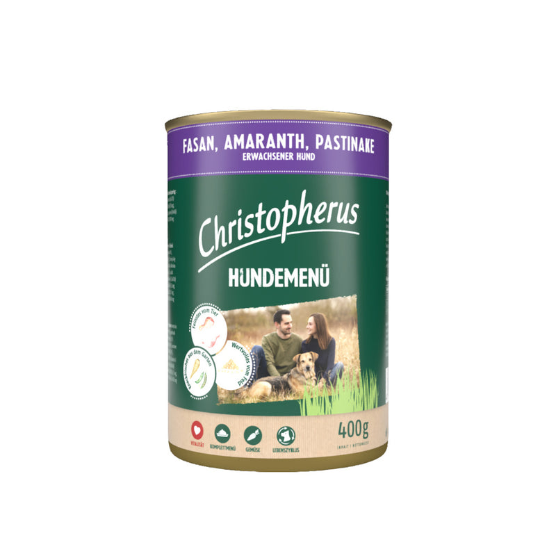 Christopherus Hundemenü mit Fasan, Amaranth & Pastinake 400g Dose