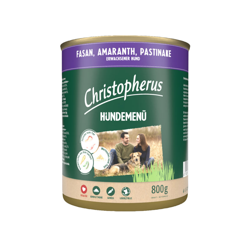 Christopherus Hundemenü mit Fasan, Amaranth & Pastinake 800g Dose