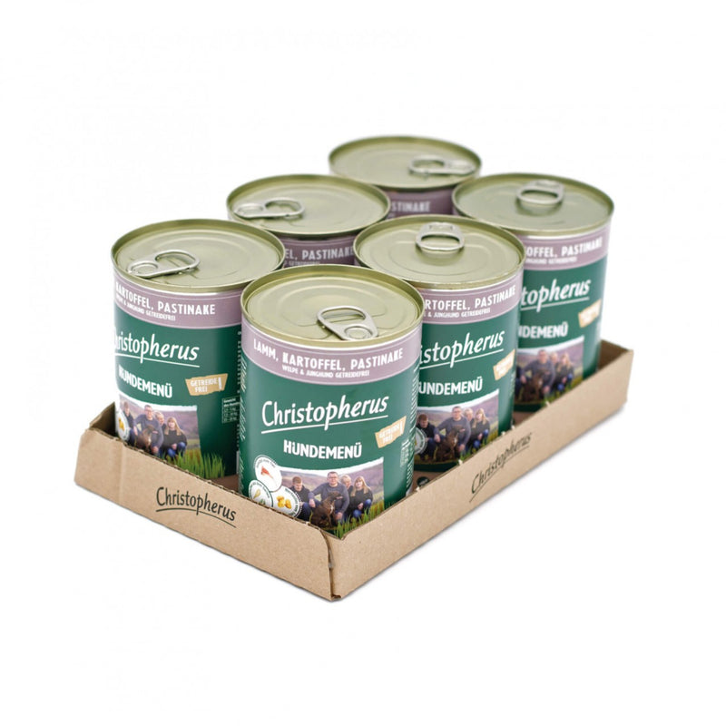 Christopherus Hundemenü Junior mit Lamm, Kartoffel & Pastinake 6x400g Karton