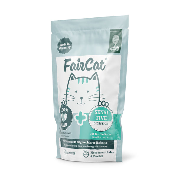 Green Petfood FairCat Sensitive 85g Beutel seitllich
